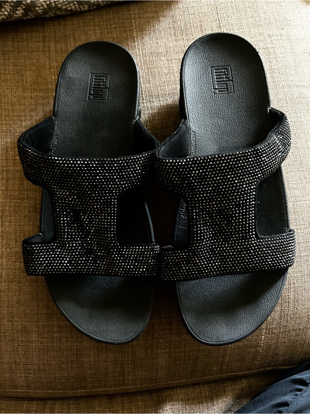 Fitflops Black Women's Sandals with Red Sole Accent - Comfort Strappy Sandals